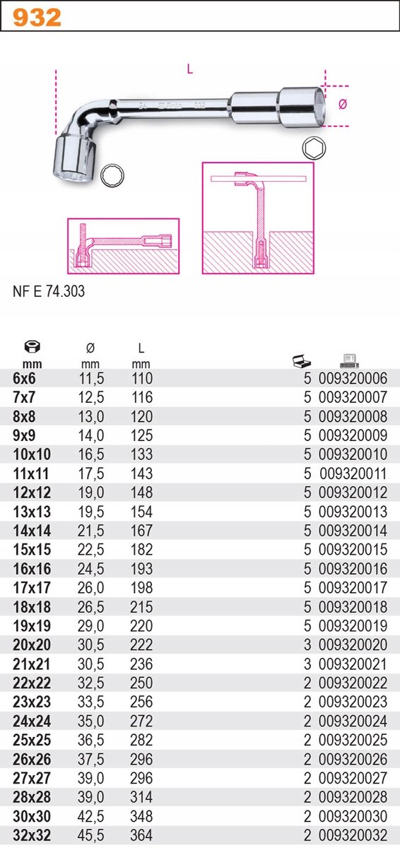 Beta Gebogen pijpsleutels, twaalfkant en zeskant hoogglanzend verchroomd 932 27X27 - 009320027