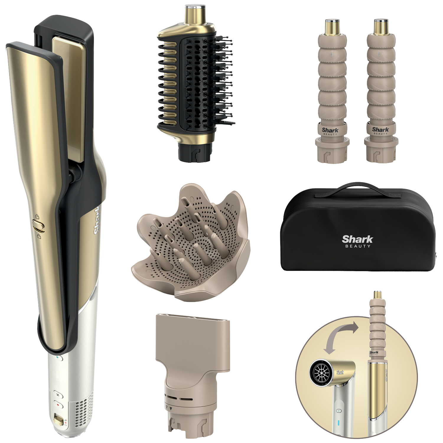 Shark Glam 5-in-1 - Hd6052seu Hairstyler Goud