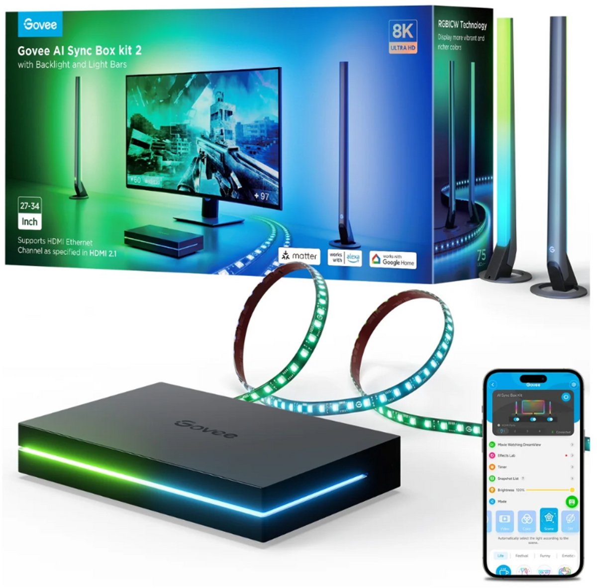 "Govee AI Sync Box kit 2 - 27-34" - Zwart"