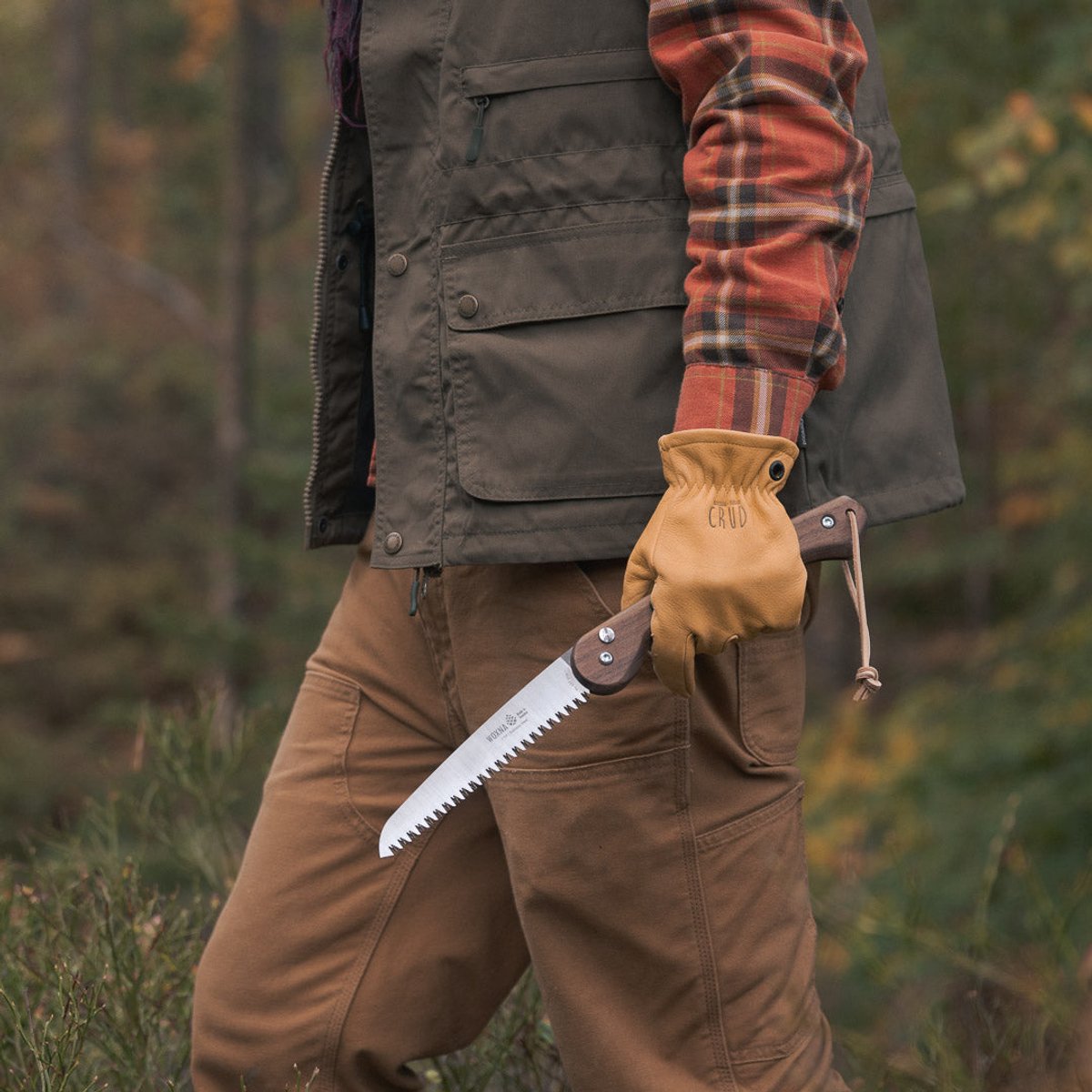 Woxna Ljusnan 113018 Foldable Saw, walnoothout, roestvast staal, vouwzaag, 18 cm