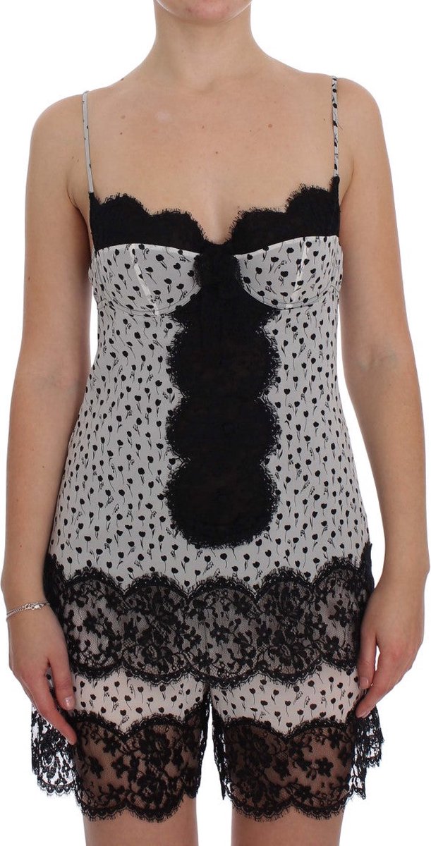 Dolce Gabbana Slipjurk met Bloemenprint en Kantafwerking
