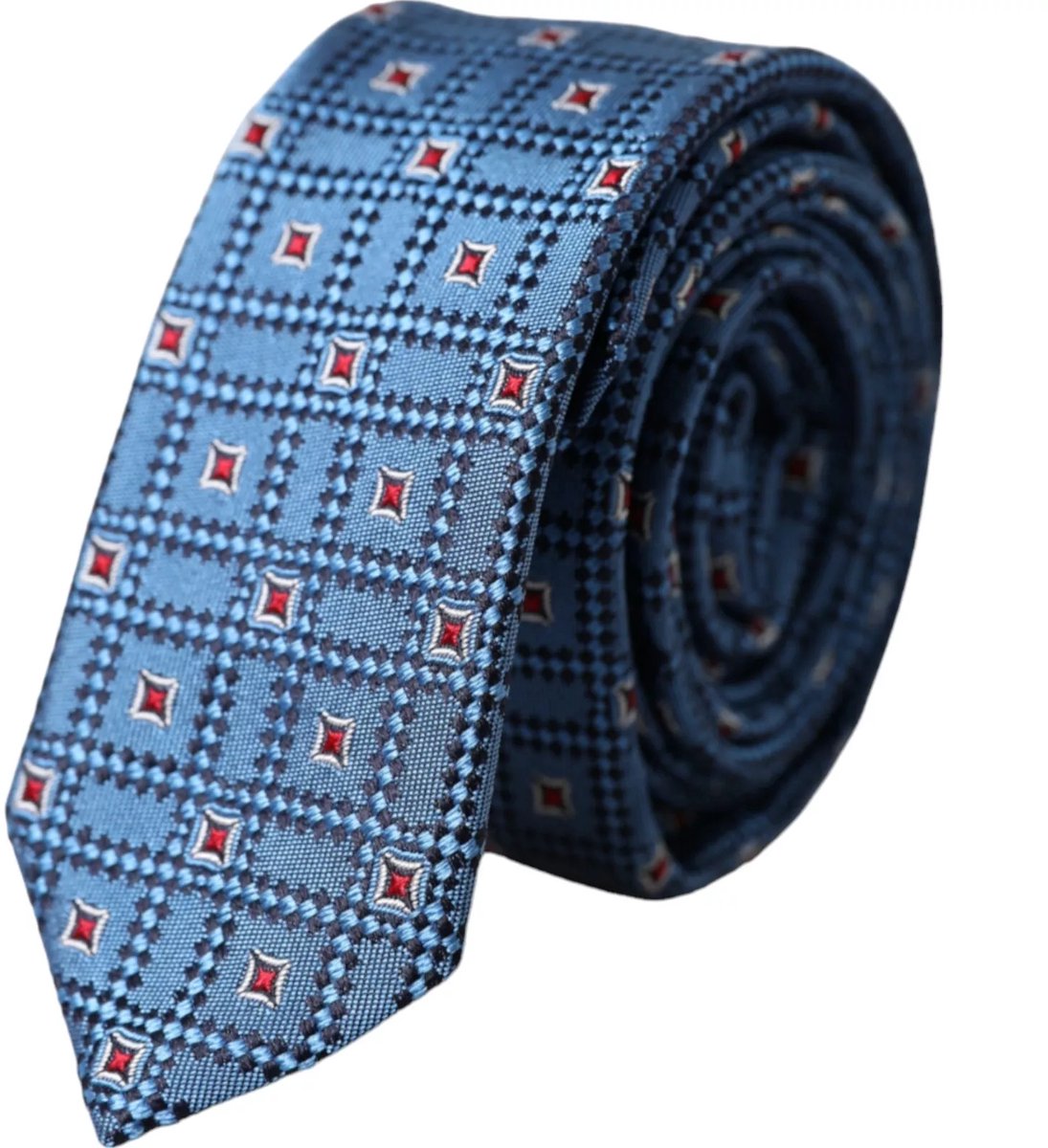 Blauwe Geometrische Stropdas