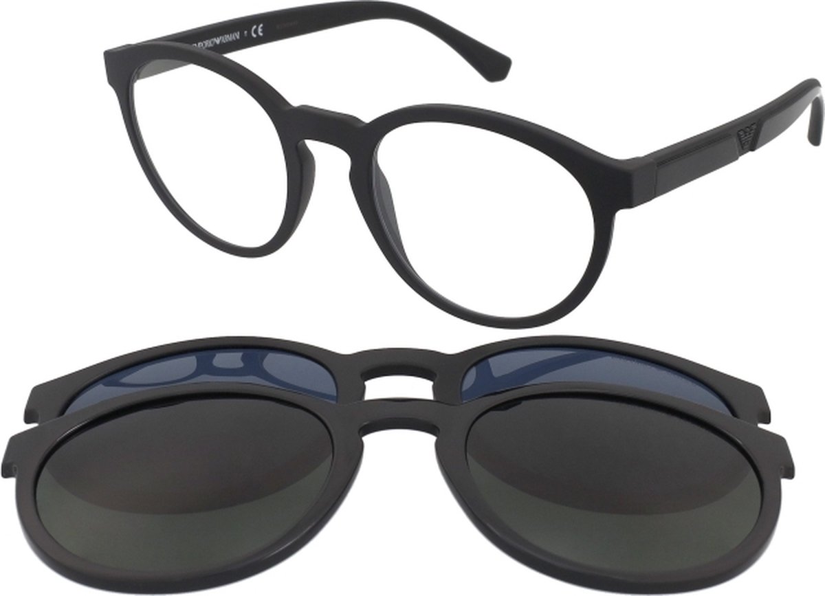 Emporio Armani zonnebril EA4152 58011W MATTE BLACK Clear met Sun Clip-ons