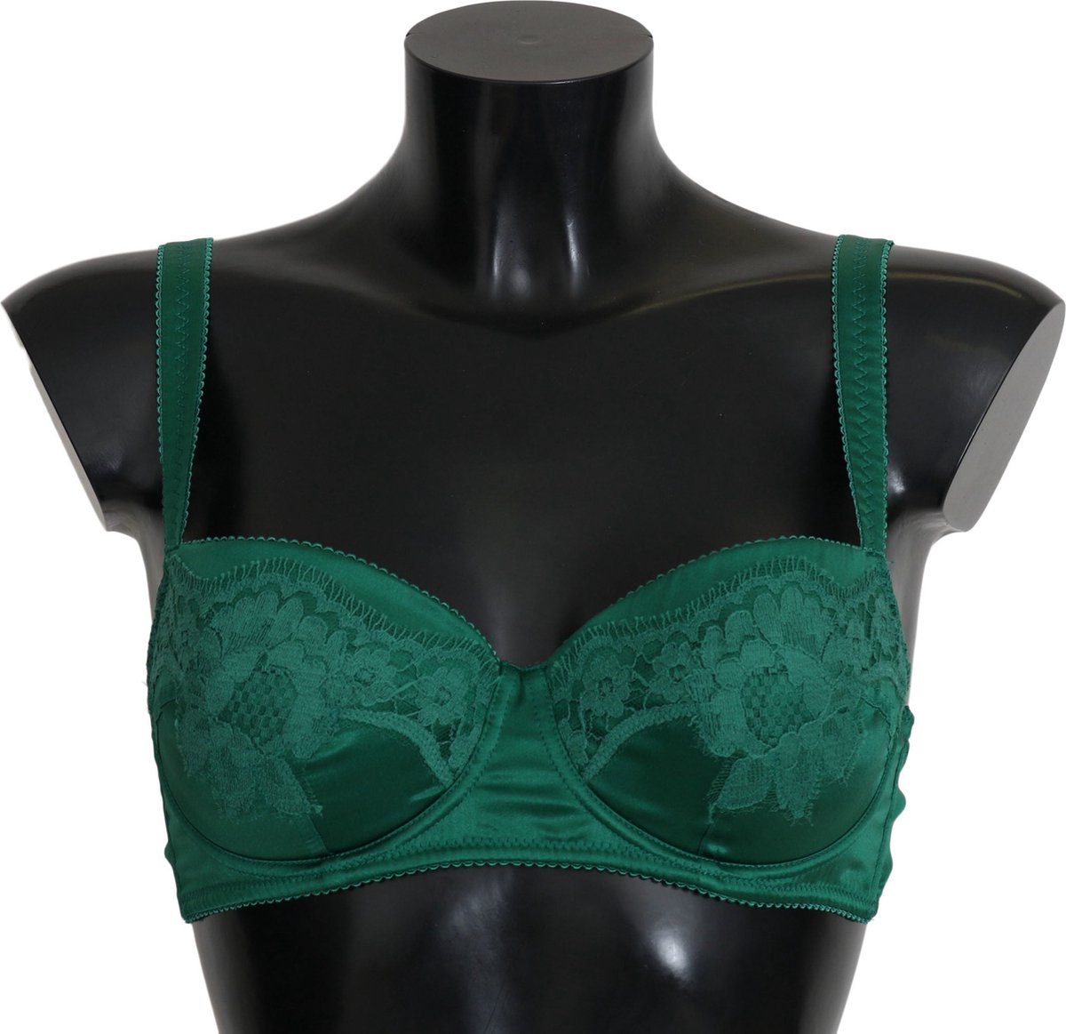 Dolce & Gabbana Groene Zijde Stretch Bloemen Kant Bh Ondergoed