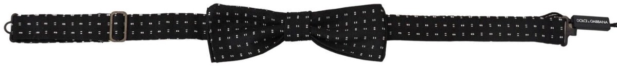 Dolce & Gabbana Zwarte Zijde Patroon Gesp Sjaal Papillon Accessoire Stropdas voor Mannen