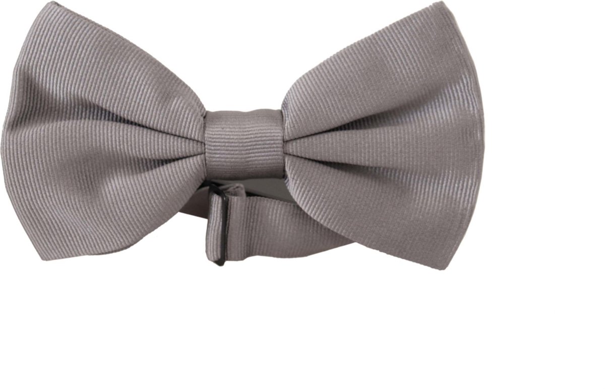 Dolce & Gabbana Grijze 100% Zijde Verstelbare Hals Papillon Mannen Stropdas