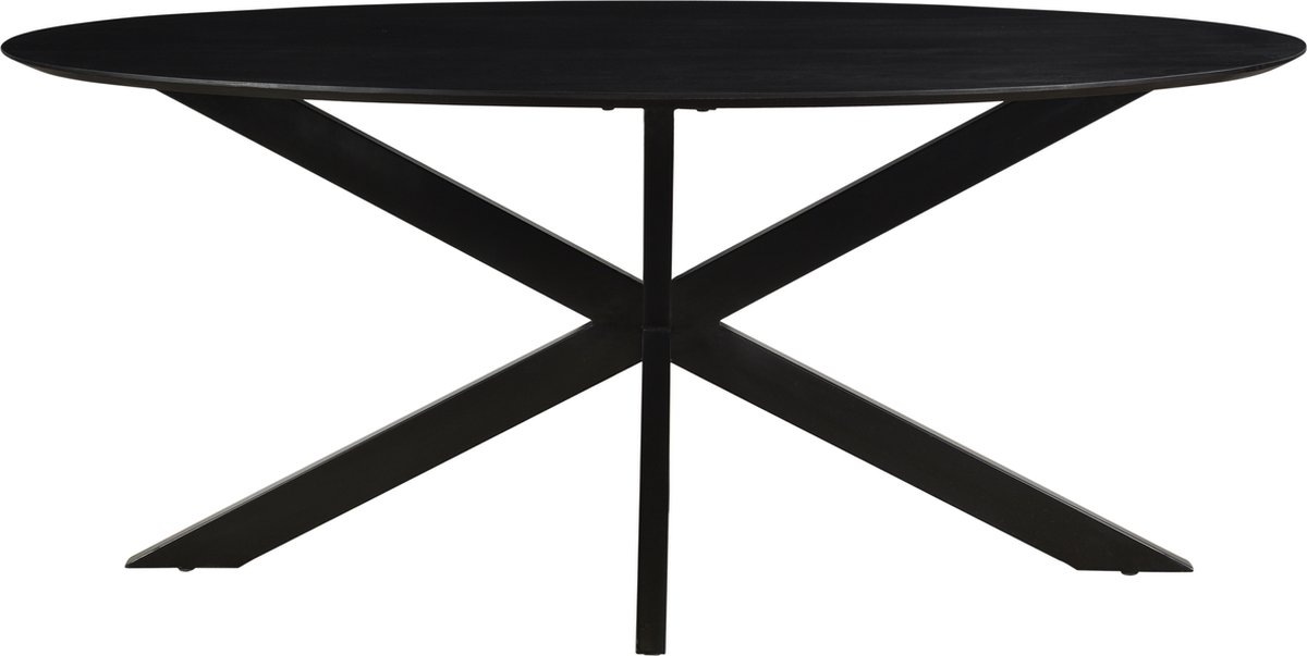 Livingfurn eetkamertafel oslo oval spider black 160 cm mangohout / gecoat staal