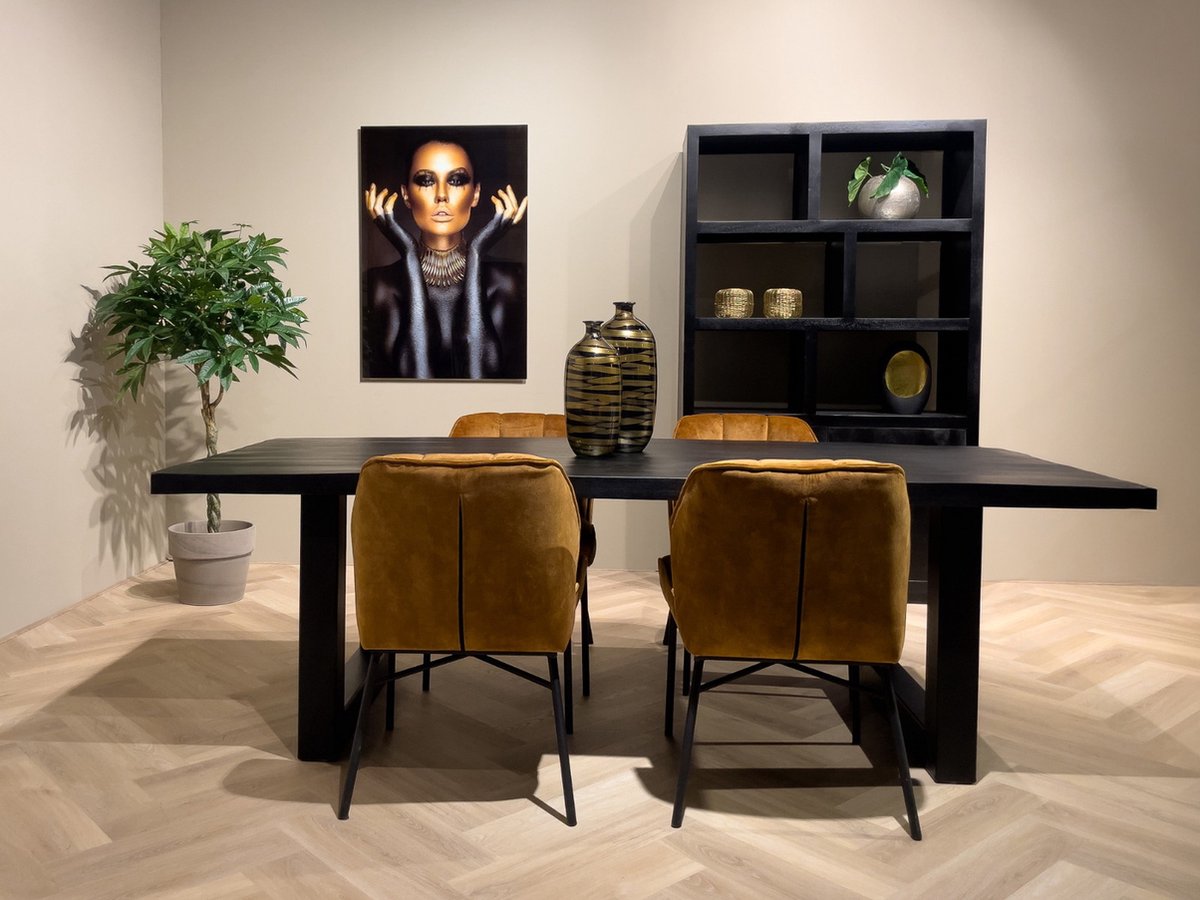 Livingfurn moderne eetkamertafel kala u-poten van mango en hout gecoat staal 200 cm -