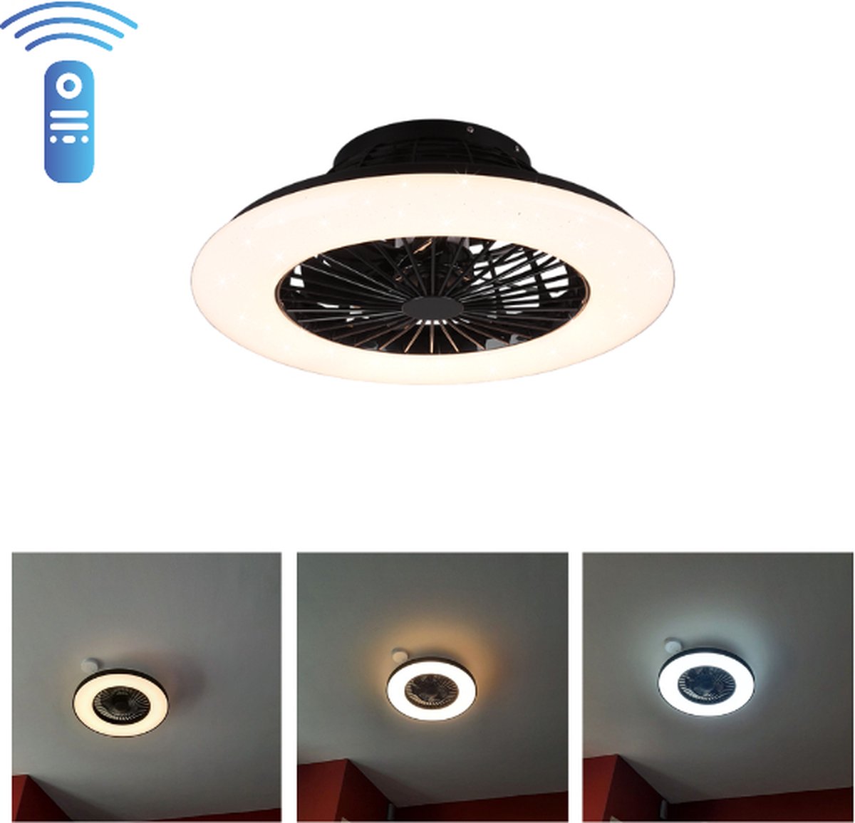 Ventiluxe Plafondventilator isabella met verlichting Ø50cm 3 snelheden afstandsbediening -