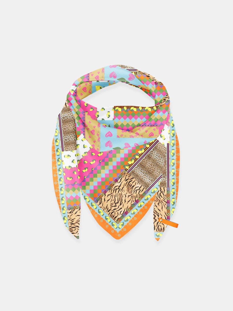 Mucho Gusto Sjaal st. tropez viscose met tropisch patchwork