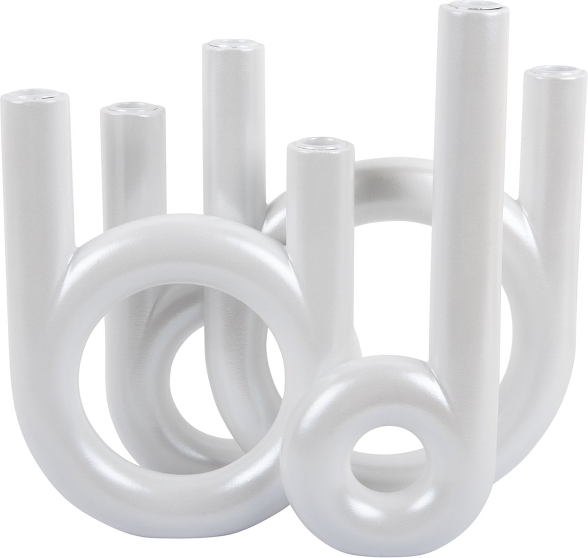 Present Time kandelaar rings large metallic white