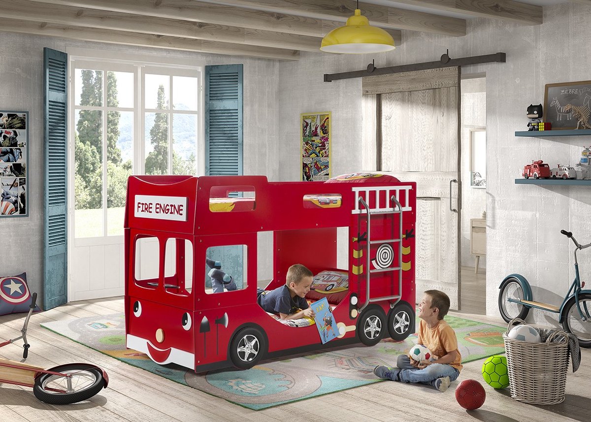 Lucevi carbeds fire truck stapelbed 90x200cm -