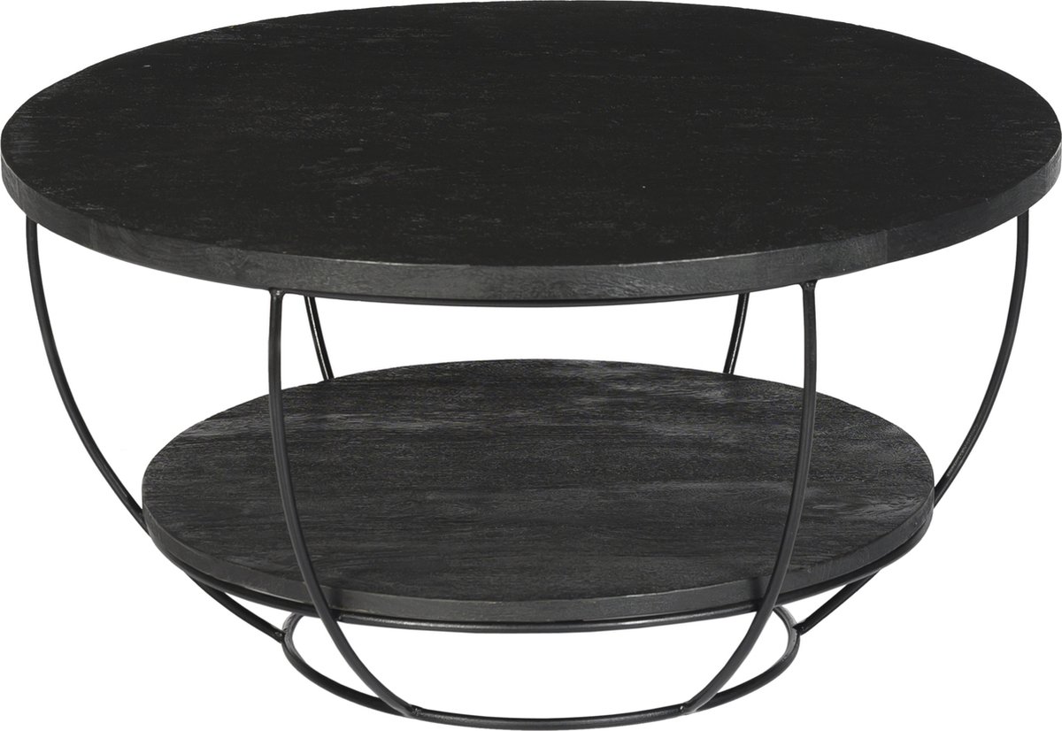 Livingfurn salontafel evan norris 85x85x44 cm mangohout / gecoat staal