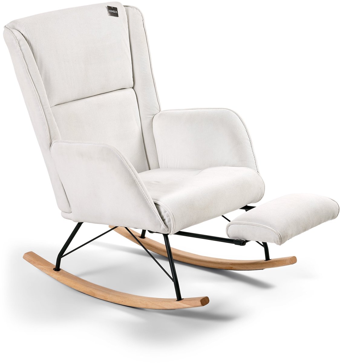 Aemely ® schommelstoel 'relax' ribstof, blank hout