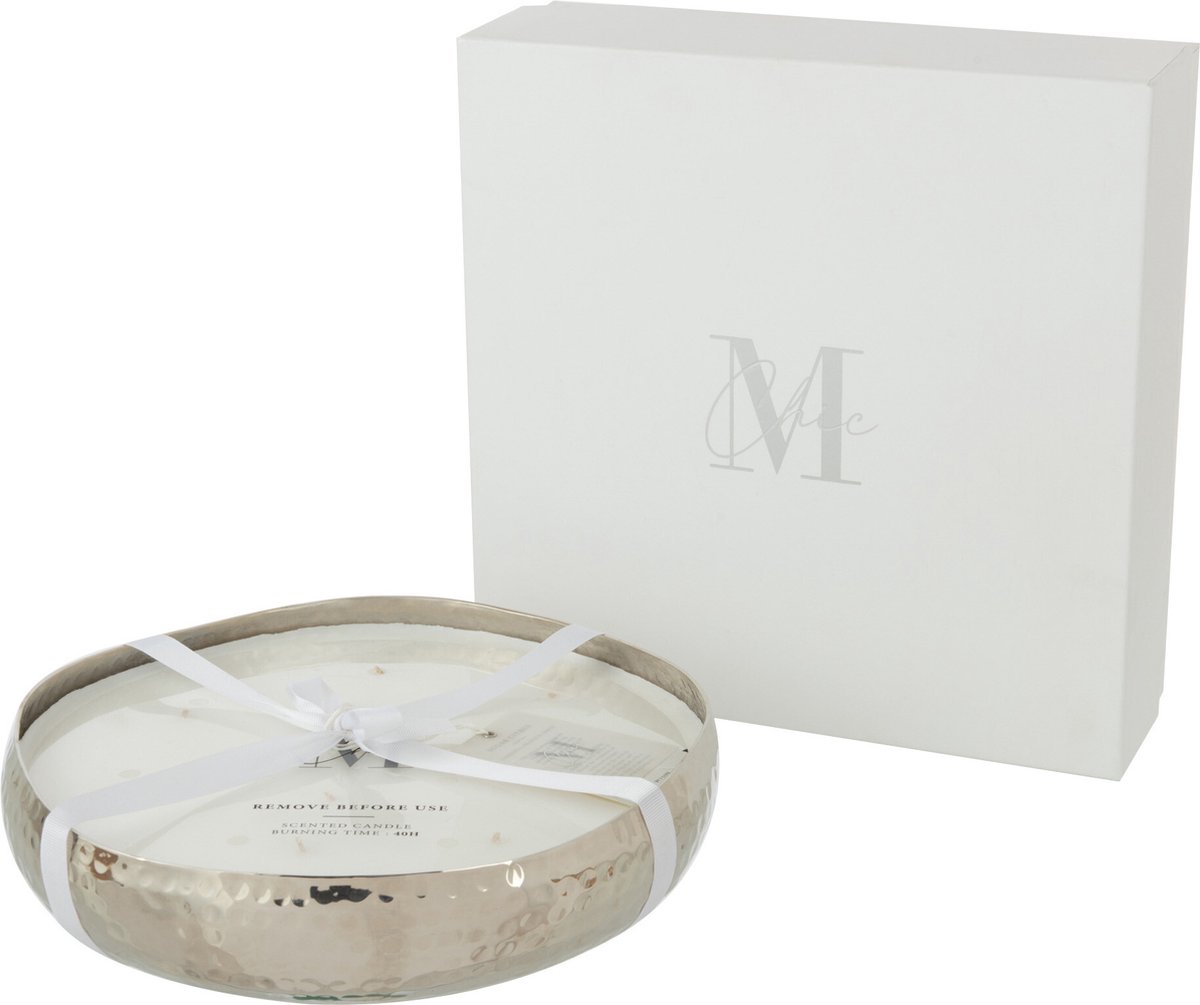 J-Line geurkaars m-chic metaal zilver large-44u 31x31x10cm