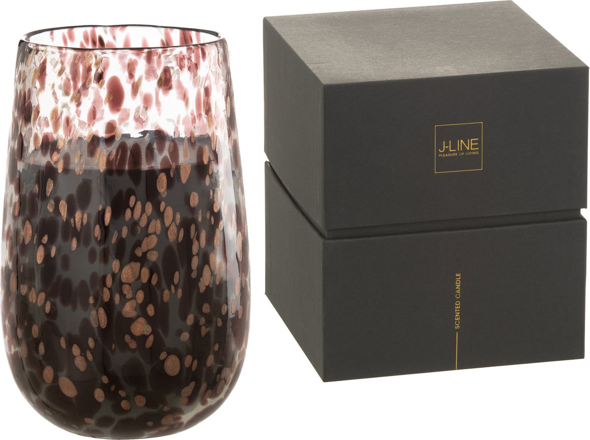 J-Line geurkaars mia zwart/mix glas large 20x20x32.5cm