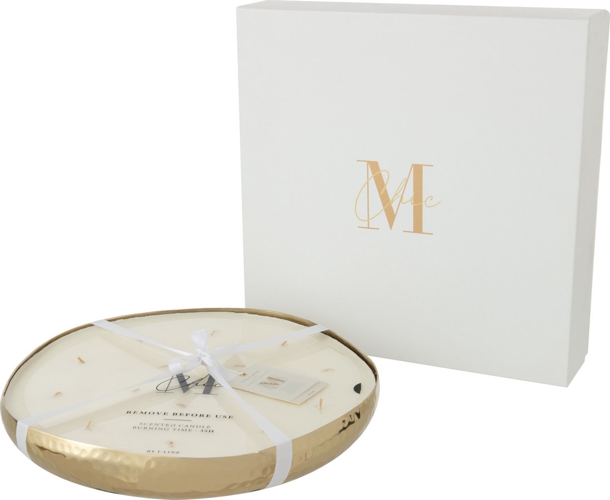 J-Line geurkaars m-chic metaal goud x-large 35.5x35.5x5cm