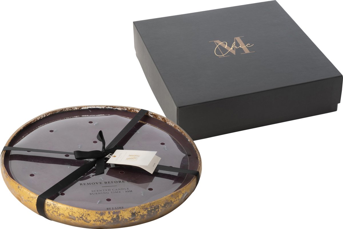 J-Line geurkaars m-chic glas goud/zwart extra large-35u 37x37x5cm