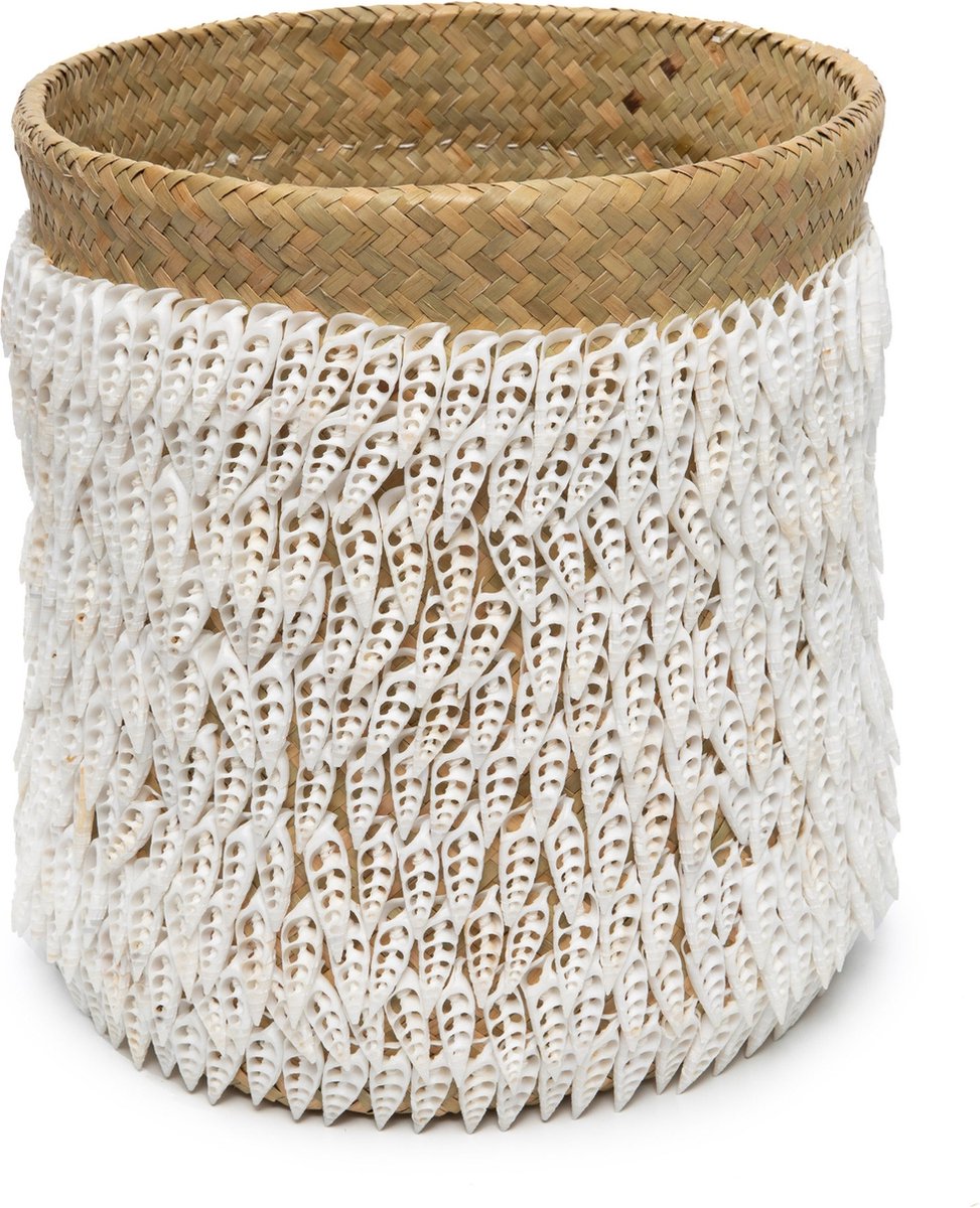 Bazar Bizar Pandan schelp opbergmand naturel wit