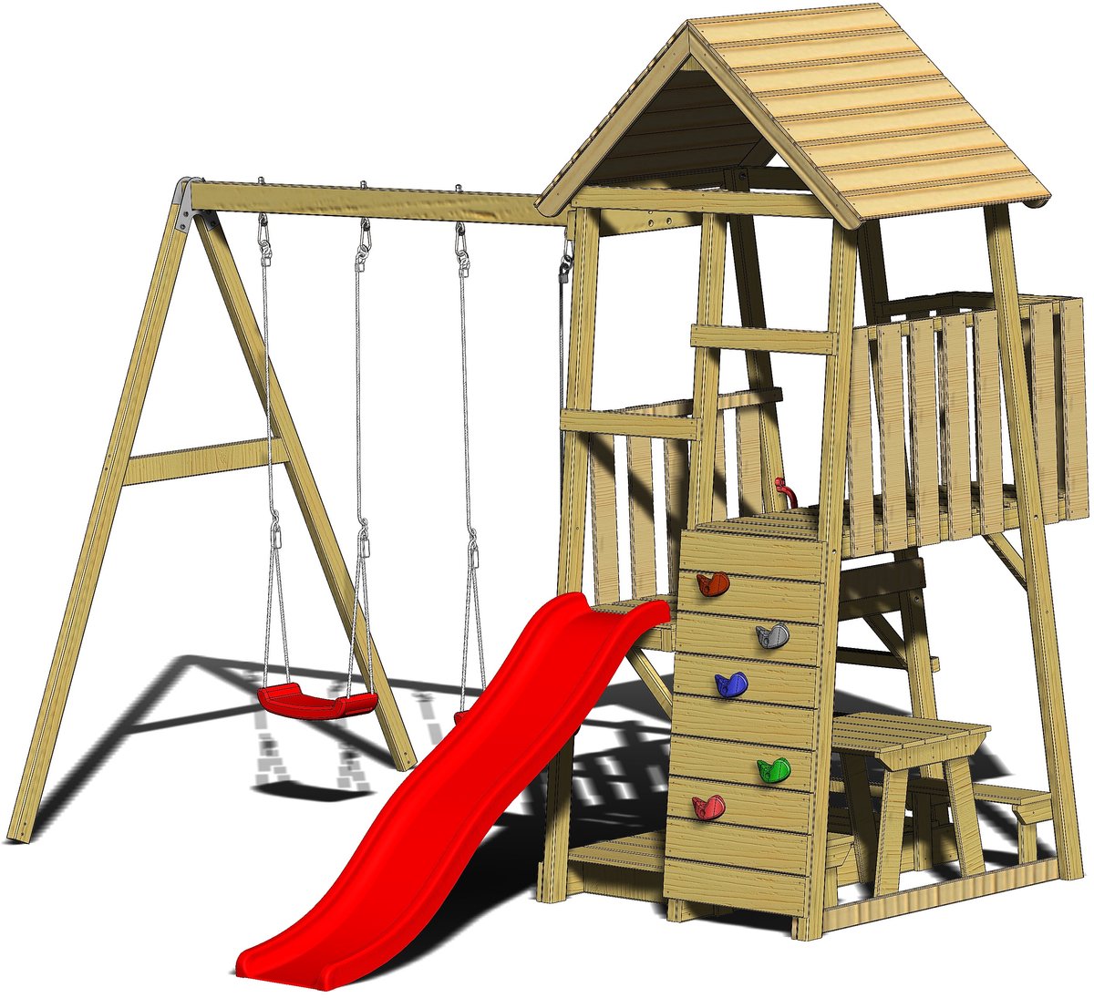 Wendi Toys Alpaca speelhuis met glijbaan, schommel en zandbak wtm10