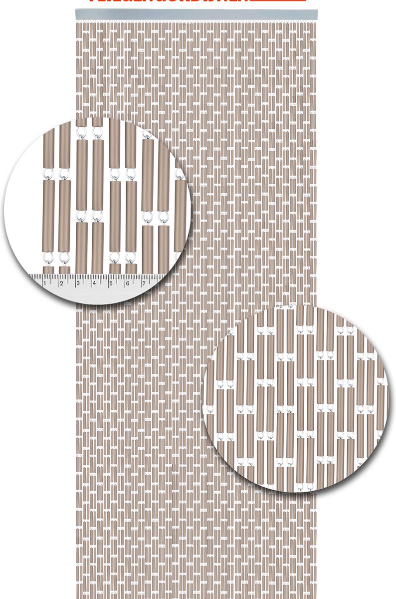 Vliegengordijnenexpert Vliegengordijn hulzen zand 100 x 240 100 x 240 cm in het kozijn