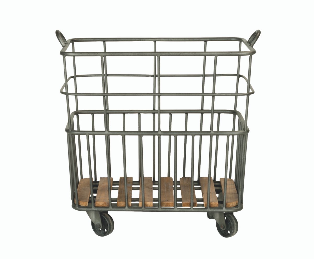 Signature Metalen houtkar op wielen