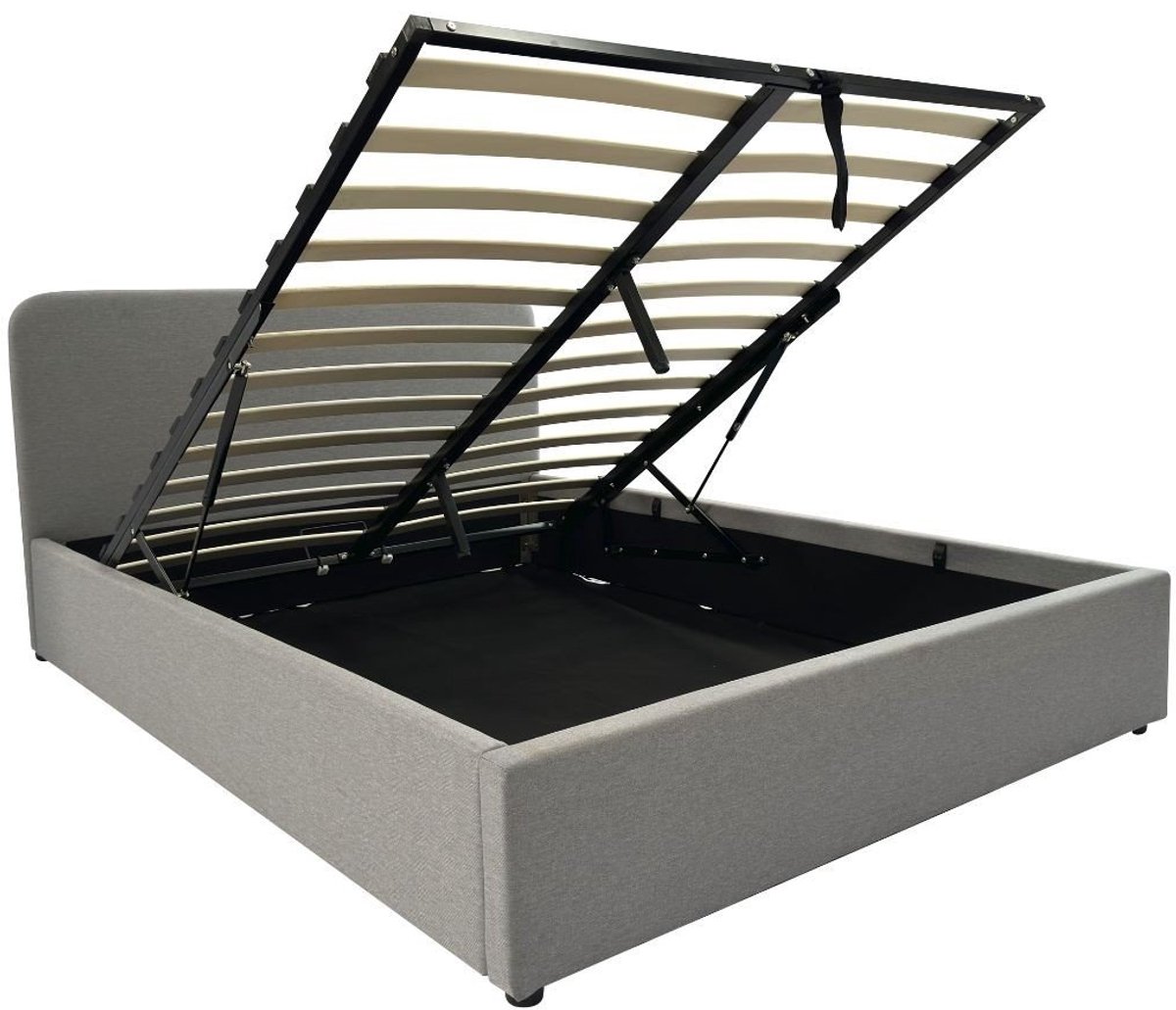 CaliCosy Opbergbed 140x190 cm met hoofdbord bekleed met grijze stof livy