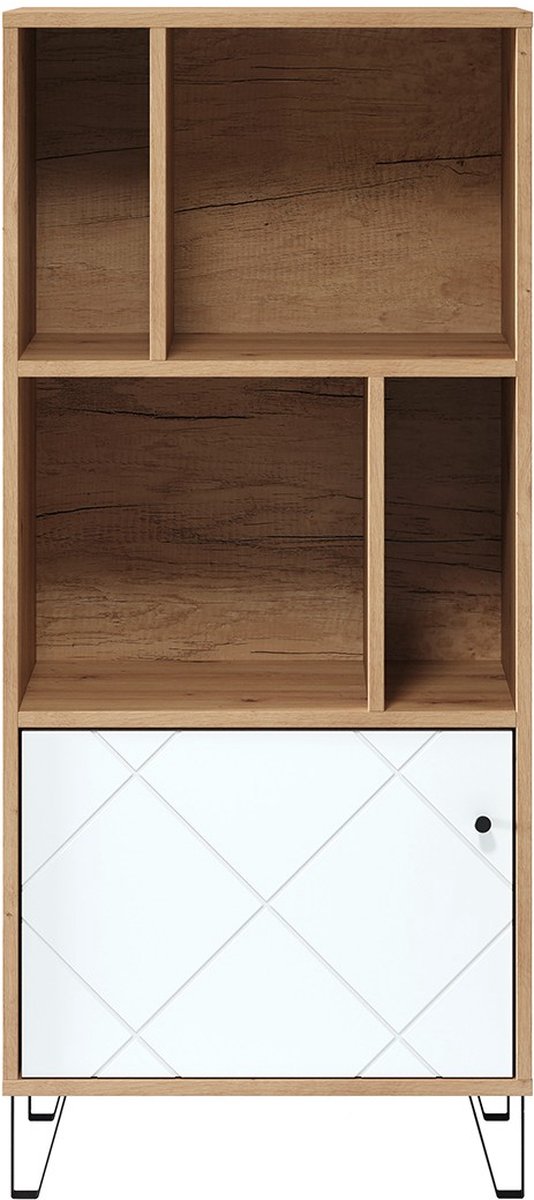CaliCosy Bibliotheek 1 deur en 4 nissen mat wit h136 cm touch