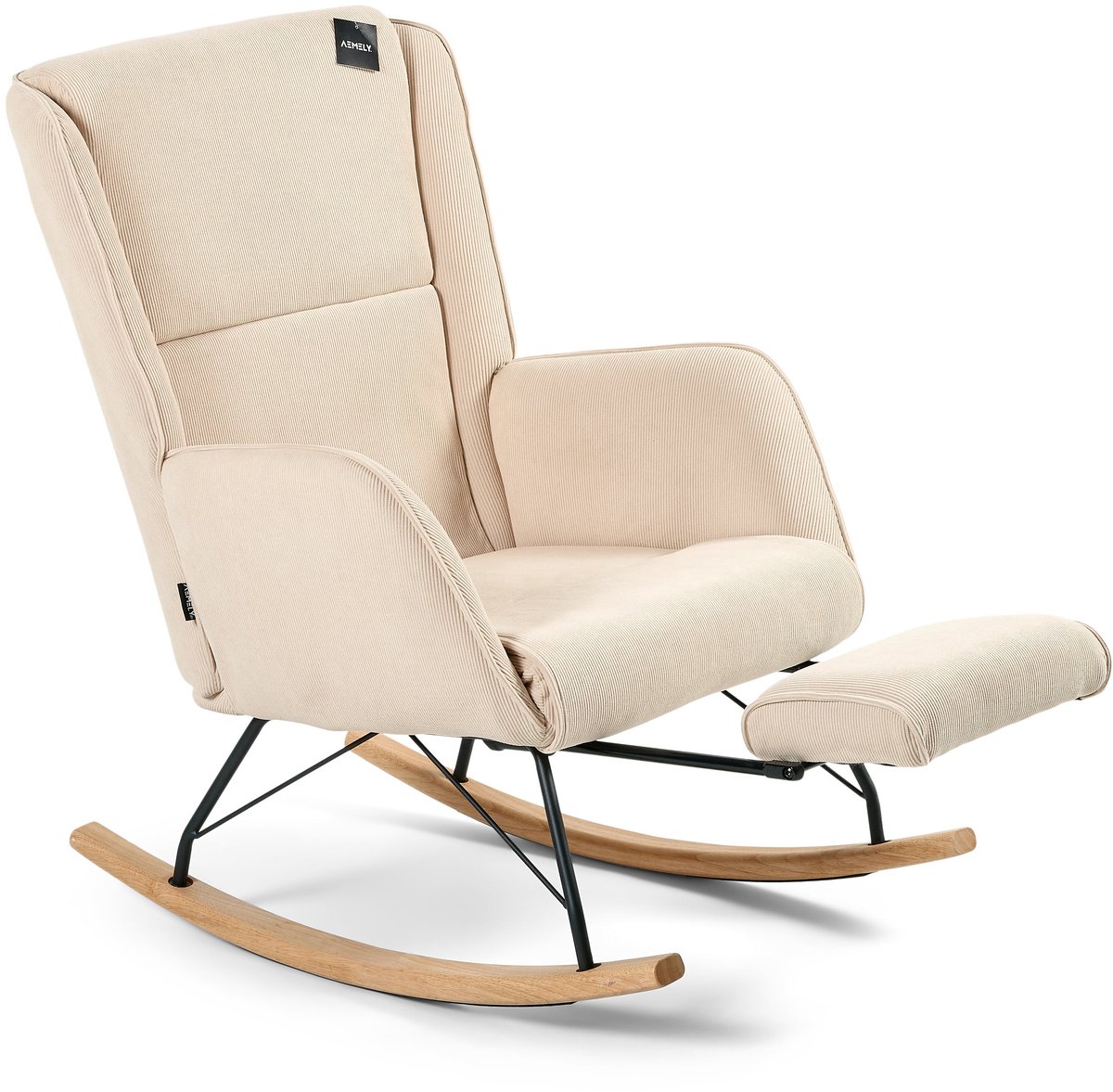 Aemely ® schommelstoel 'relax' ribstof, blank hout