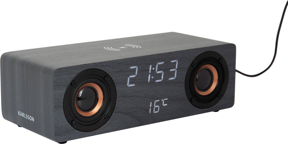 Karlsson wekker classic bt speaker radio w. phone charger -