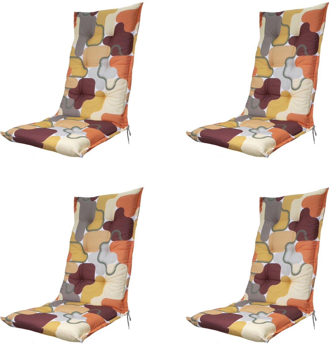 Madison tuinstoelkussen hoge rug grafi bordo ca. 123x50 cm set van 4