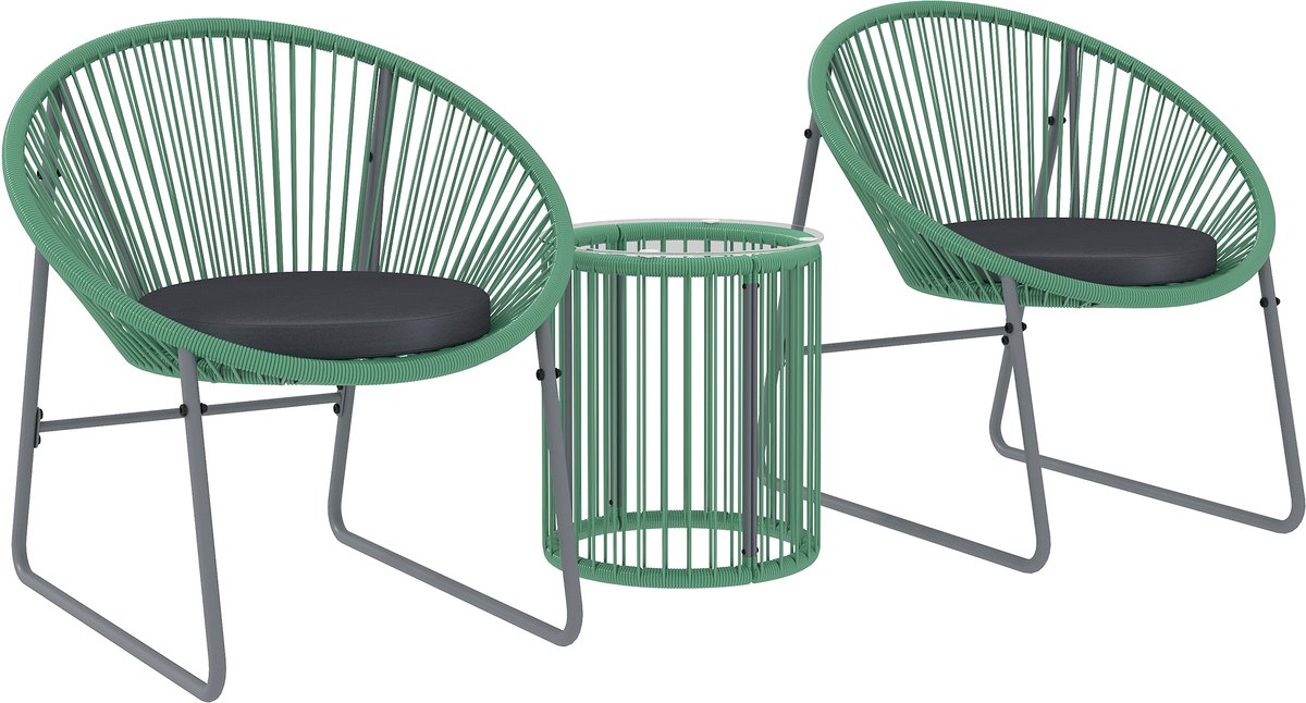 4goodz Outsunny 3-delige tuinmeubelset bistroset kunststof-rattan met glazen