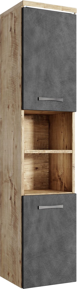 Badplaats Badkamerkast paso 35 x 35 x 160 cm kastanje met donker grijs -