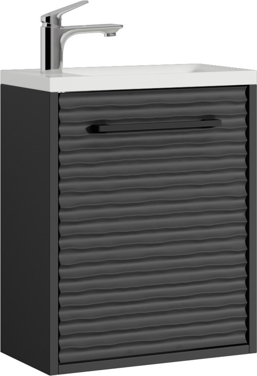 Badplaats Toiletmeubel etna 40 x 22 cm mat zwart fonteinmeubel met wastafel