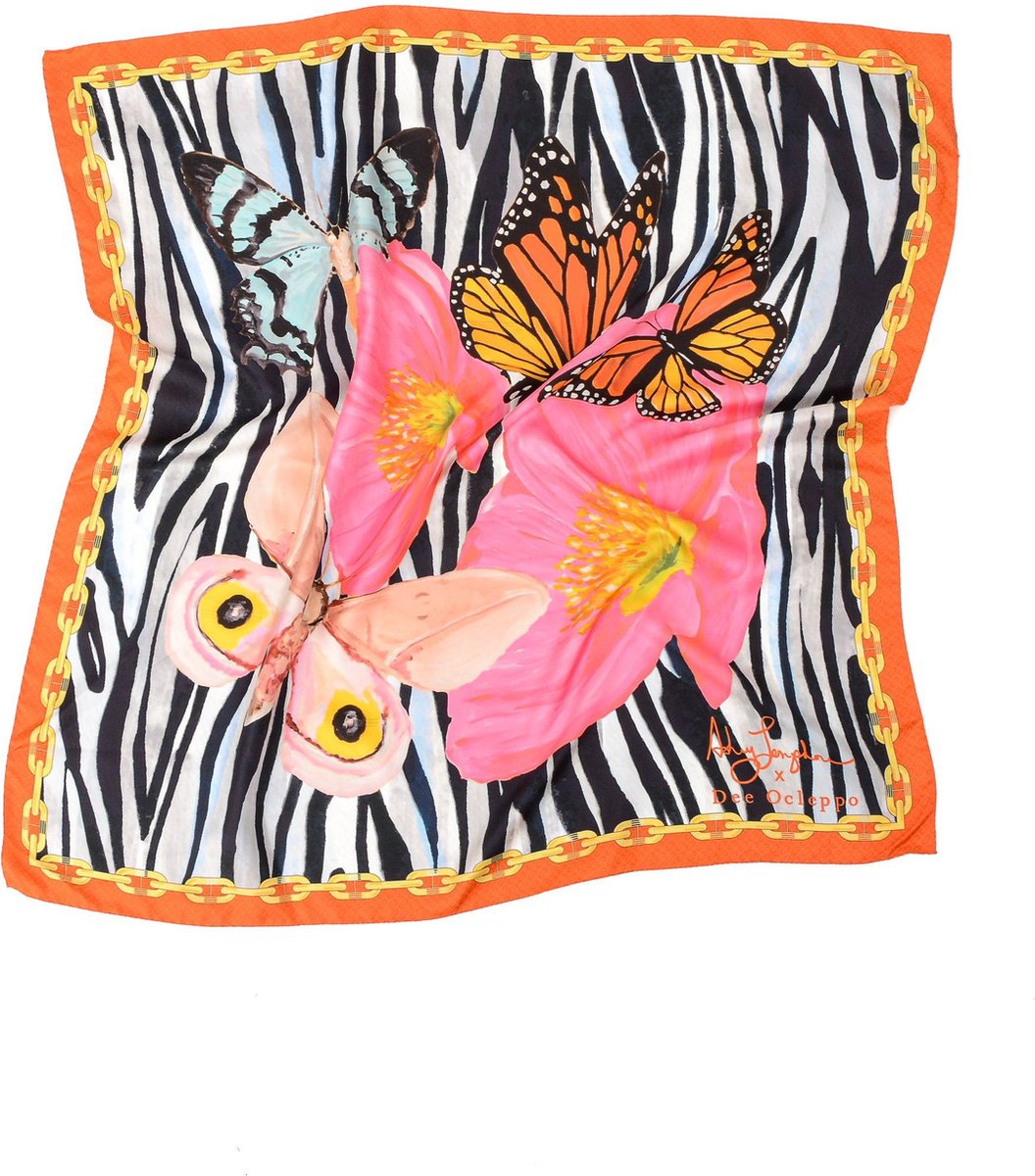 Dee X Ashley Longshore Rood Zebra Zijden Sjaal