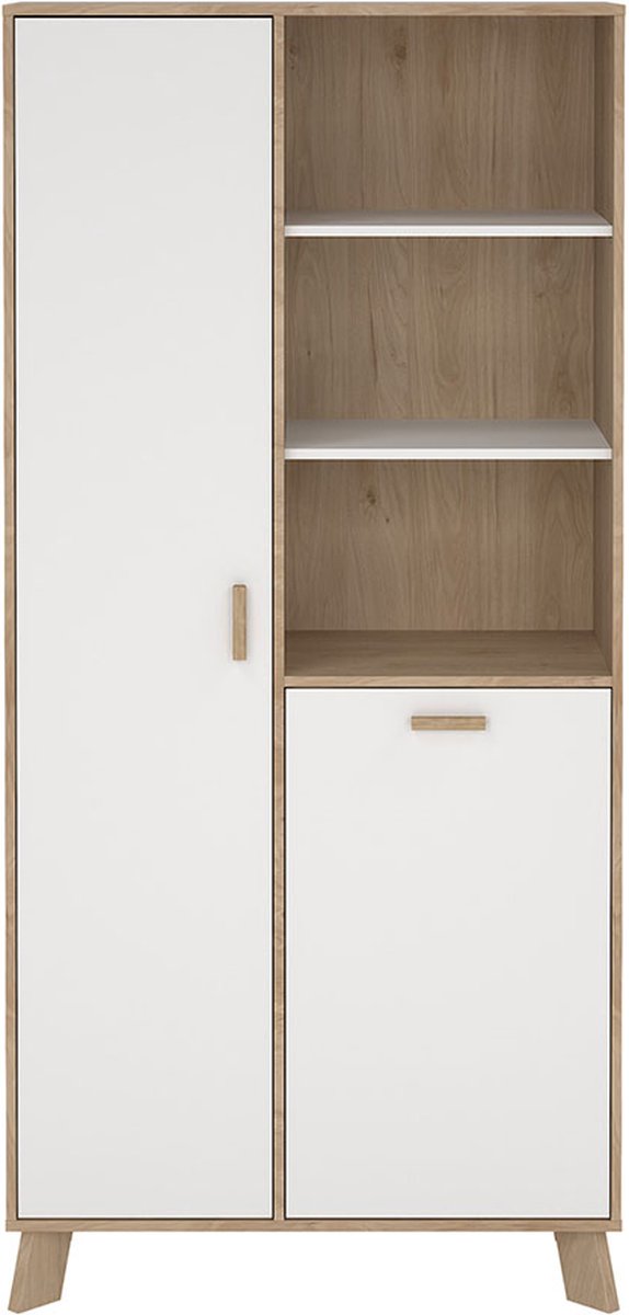 CaliCosy Vitrinekast met 2 deuren, 3 vakken eikendecor en wit h188,2 cm storm