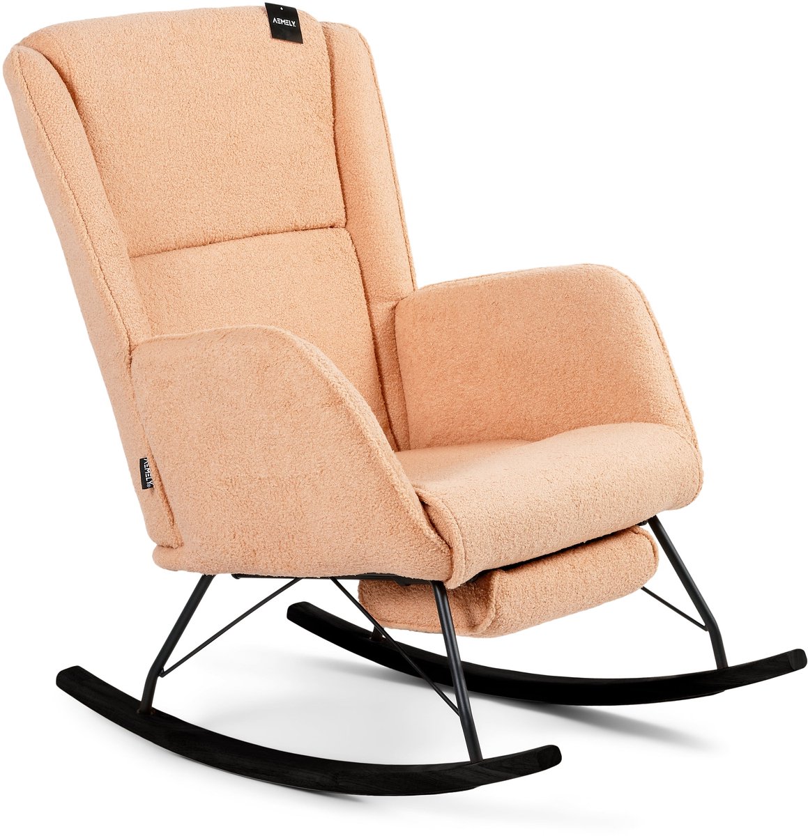 Aemely Schommelstoel relax apricot teddy, zwarte poten