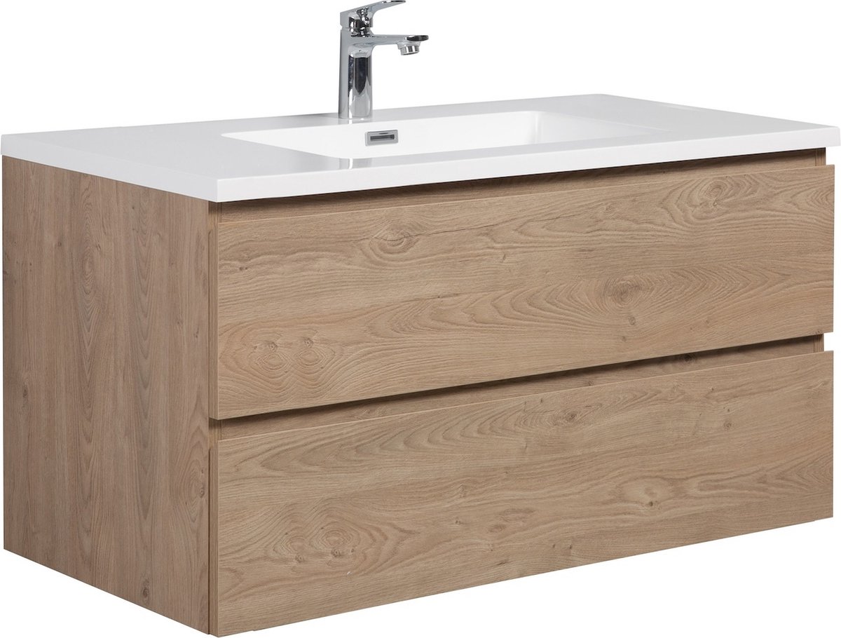 Badplaats Badkamermeubel set angela 100cm kastanje badmeubel met