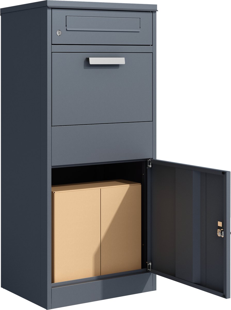 Westmann Pakketbrievenbus met los postvak staande pakketbox antraciet