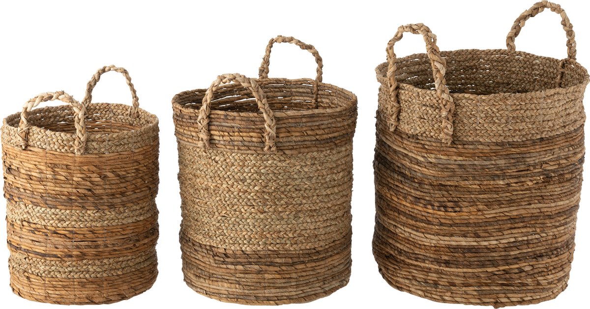 J-Line Set of 3 baskets lucie raffia natural