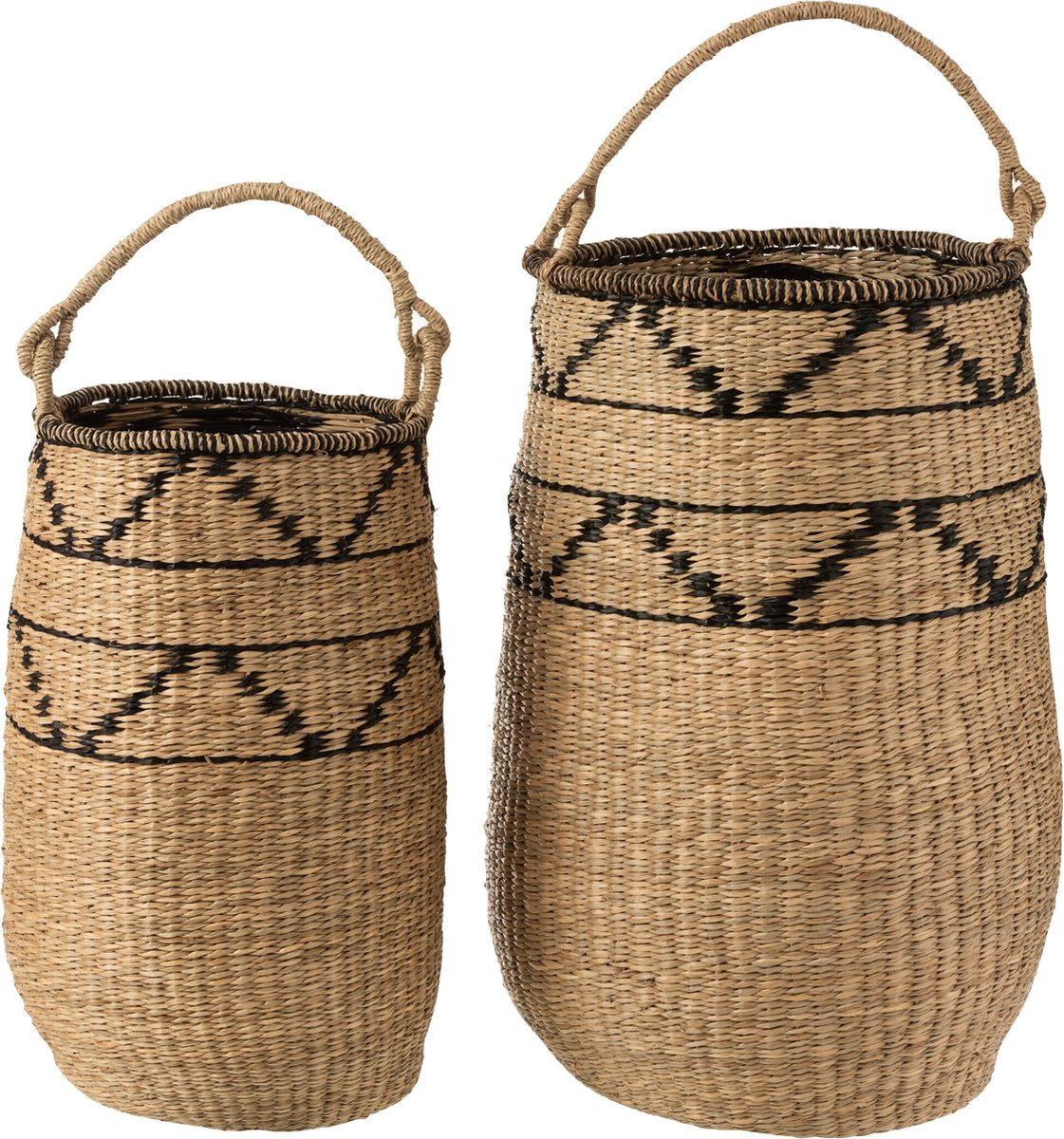 J-Line Set of 2 baskets big seagrass natural/black