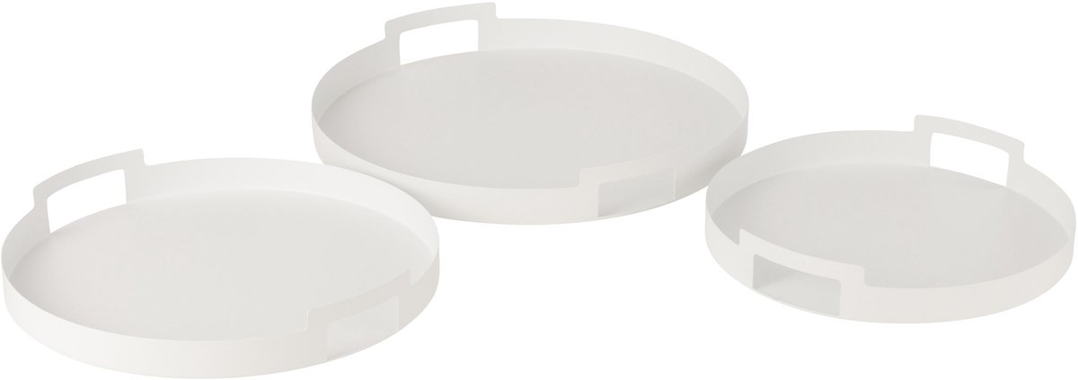 J-Line Set of 3 trays round metal white