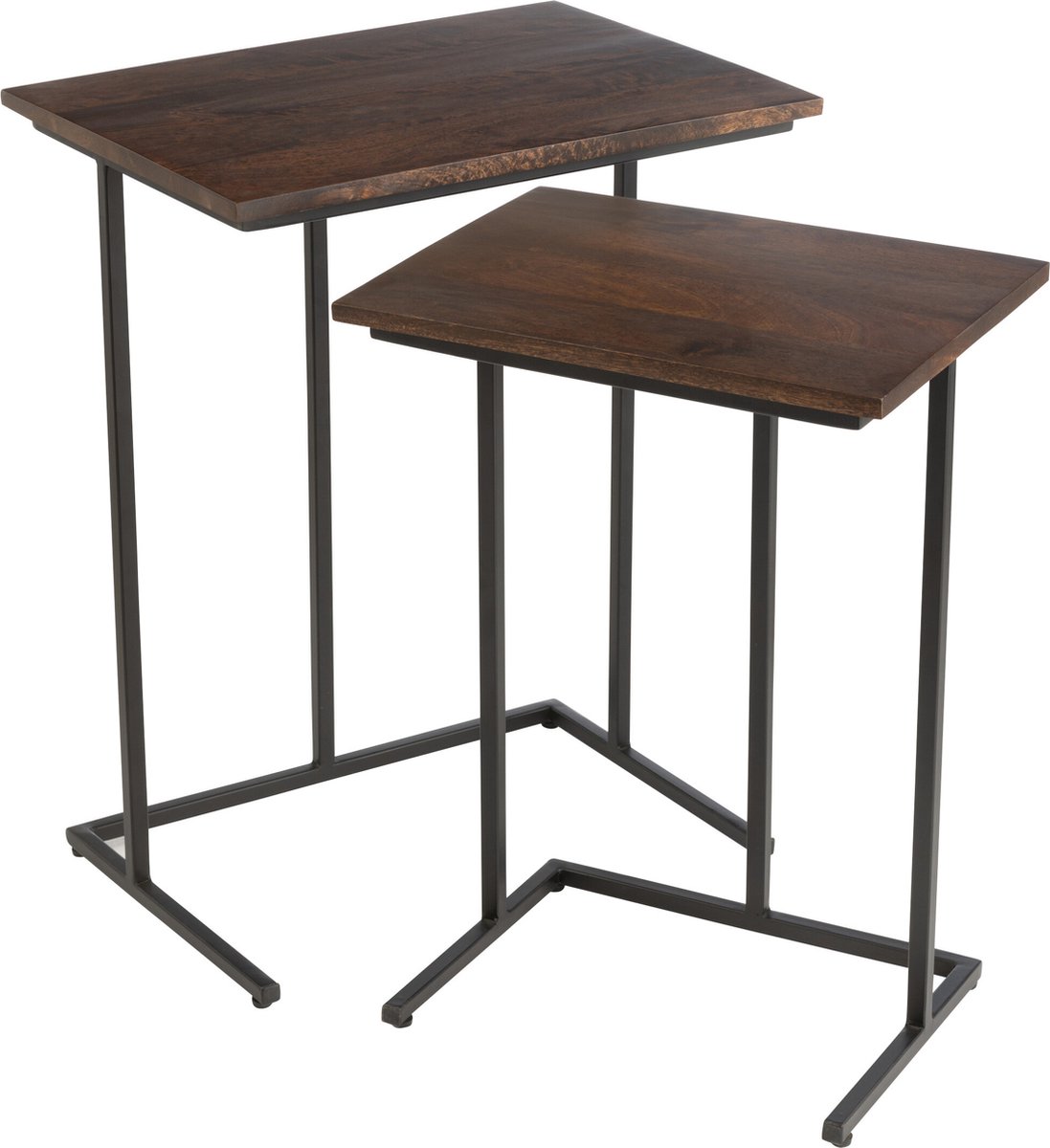 J-Line Set of 2 tables rectangle iron/mango wood brown/black
