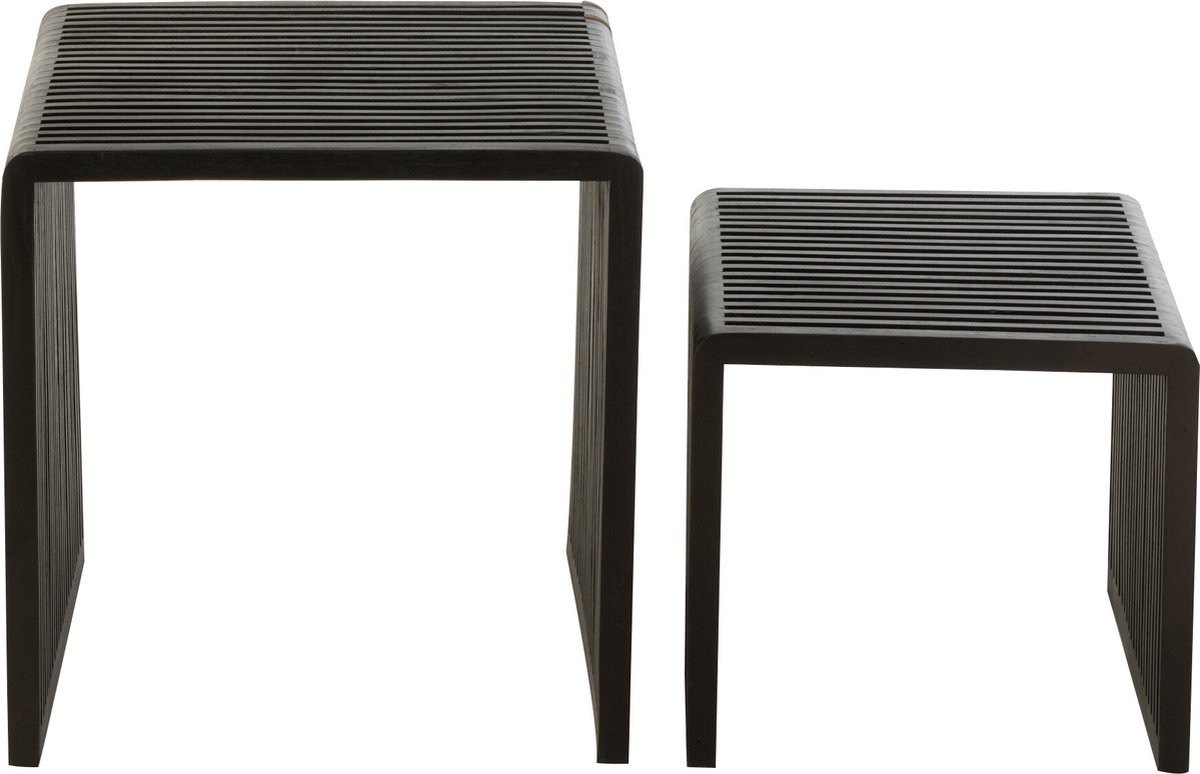 J-Line Set of 2 coffee tables cubic recycle teak black