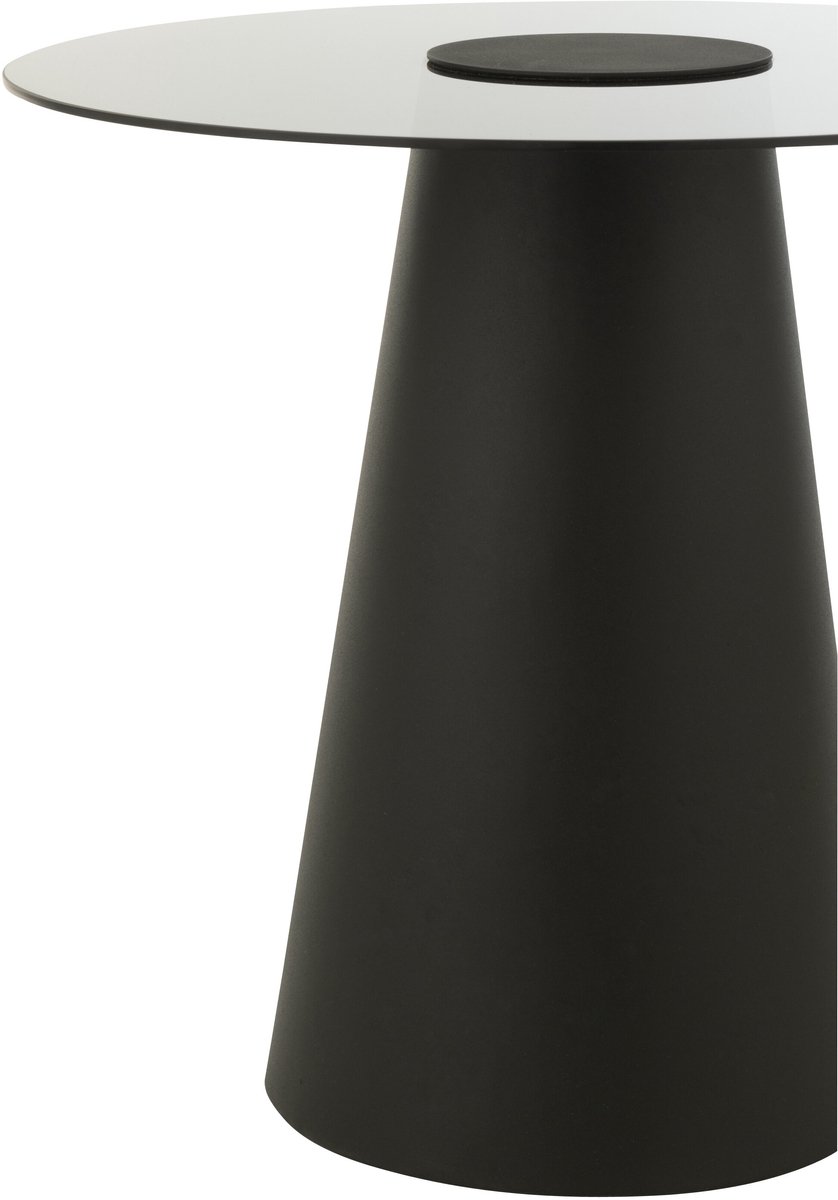 J-Line Side table glass flat cap cone iron black