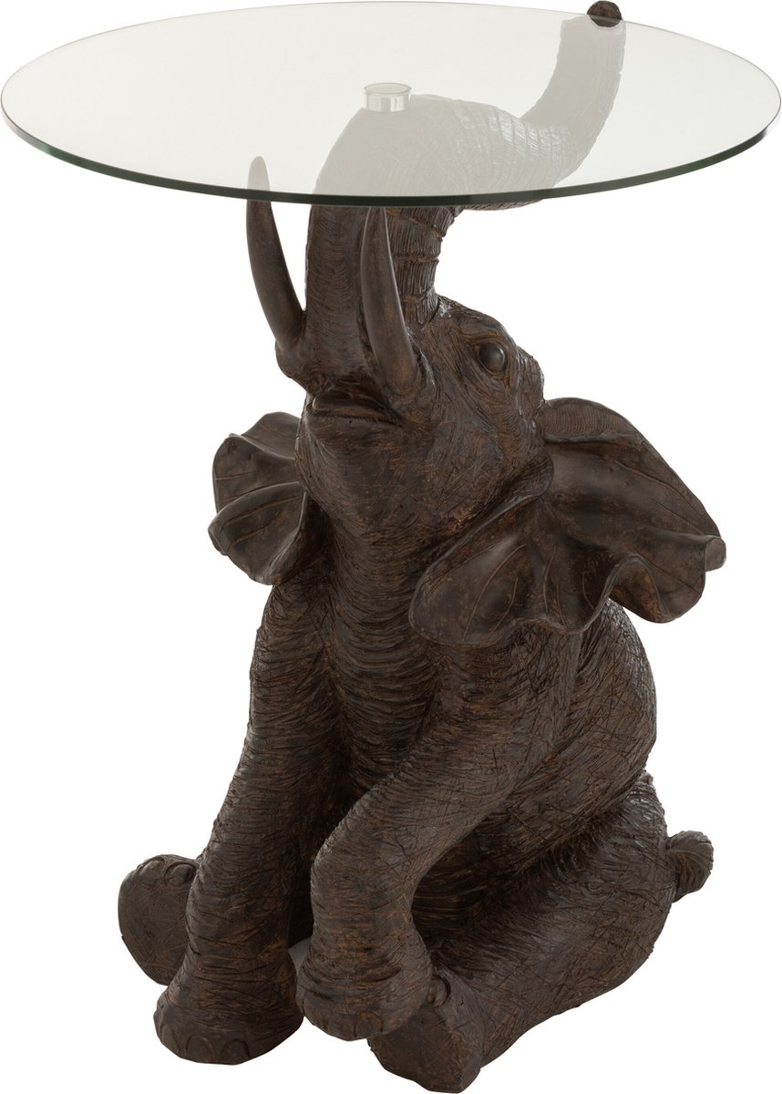 J-Line Table elephant poly/glass dark brown