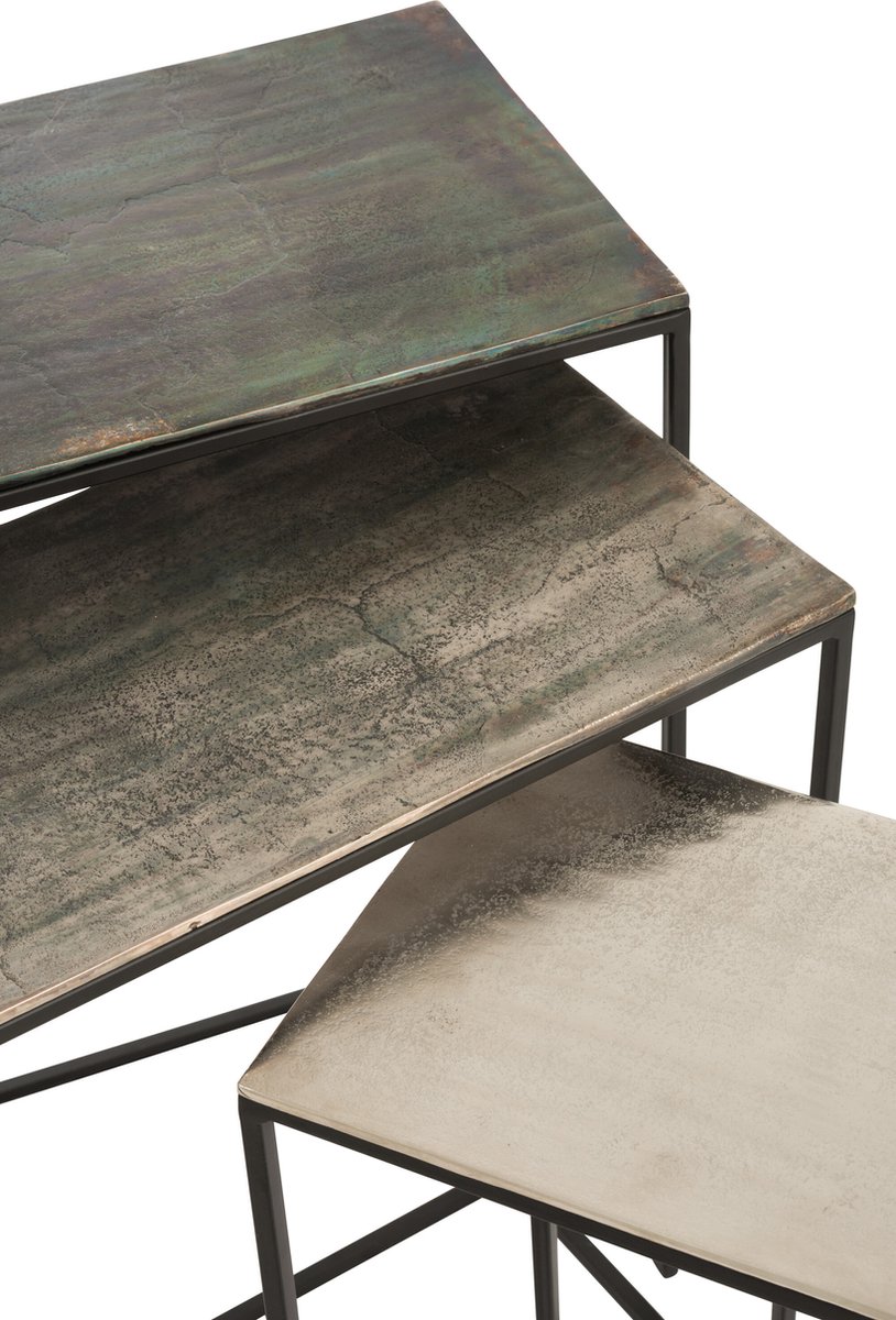 J-Line Set of 3 side tables rectangular aluminium black/mix