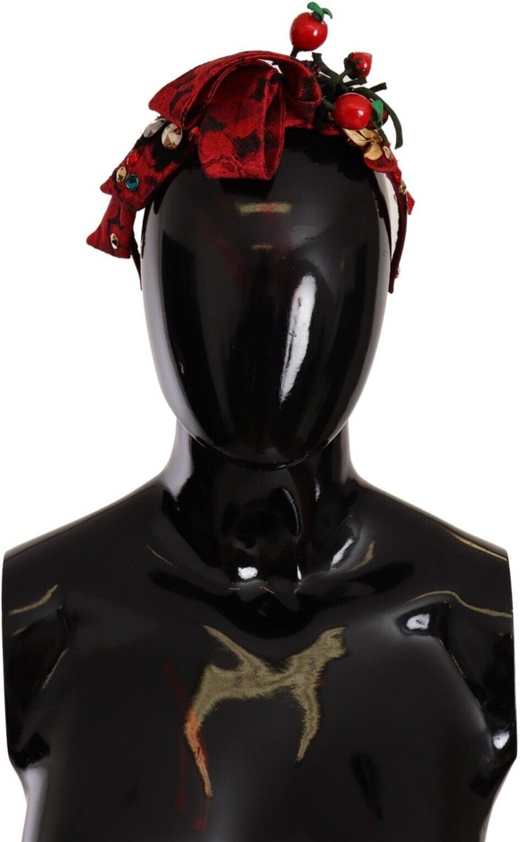 Dolce & Gabbana Red Tiara Berry Fruit Crystal Bow Hair Diadeem dameshoofdband