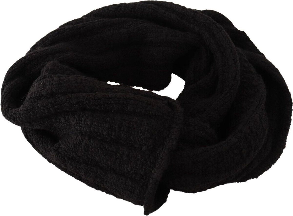 Dolce & Gabbana Black Virgin Wool gebreide Unisex Warmer Shawl Dames sjaal