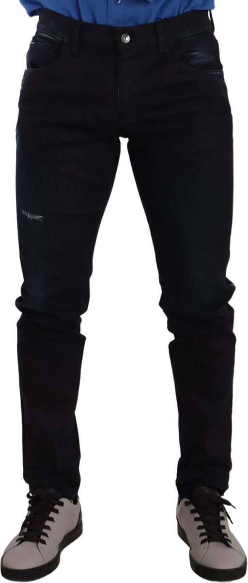 Dolce & Gabbana Mannen Donkerblauw Polka Gestippelde Zijden Sjaal